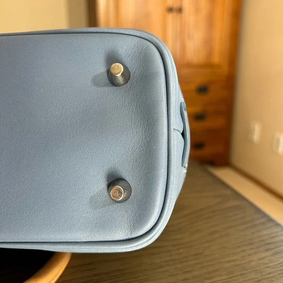 Vintage Coach Canvas & Blue Leather Bag - Picture 9 of 13